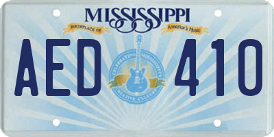 MS license plate AED410