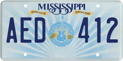 MS license plate AED412