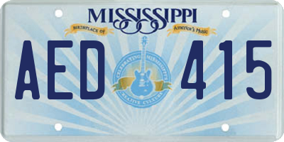 MS license plate AED415