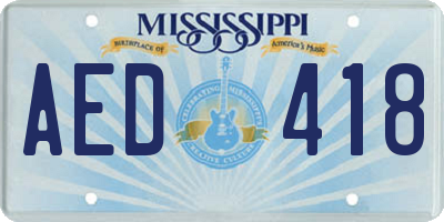 MS license plate AED418