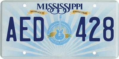MS license plate AED428