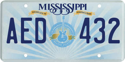 MS license plate AED432