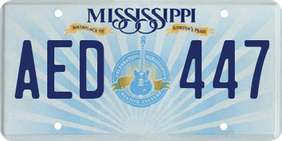 MS license plate AED447