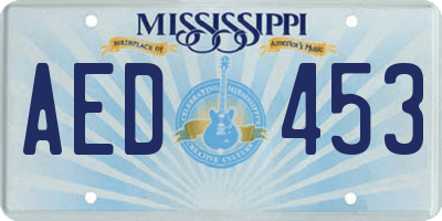 MS license plate AED453