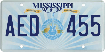 MS license plate AED455