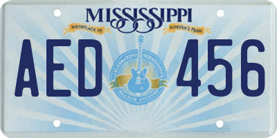 MS license plate AED456