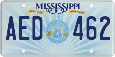 MS license plate AED462