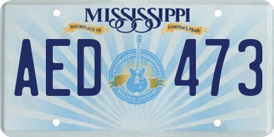 MS license plate AED473