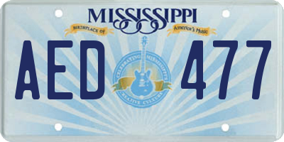 MS license plate AED477
