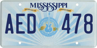 MS license plate AED478