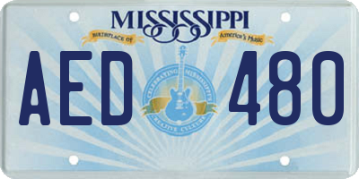 MS license plate AED480