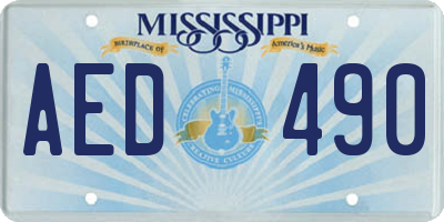 MS license plate AED490