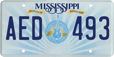 MS license plate AED493