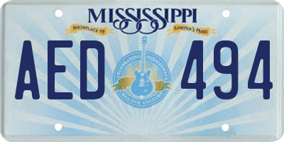 MS license plate AED494