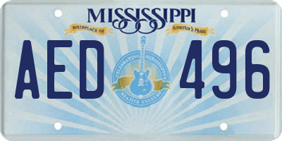 MS license plate AED496