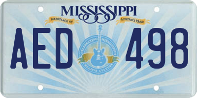 MS license plate AED498