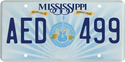 MS license plate AED499