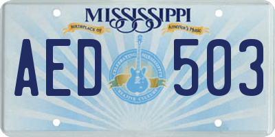 MS license plate AED503