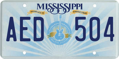 MS license plate AED504