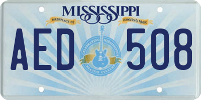 MS license plate AED508