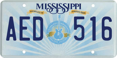 MS license plate AED516