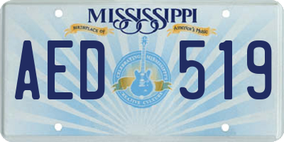 MS license plate AED519