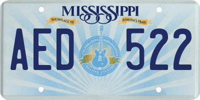MS license plate AED522