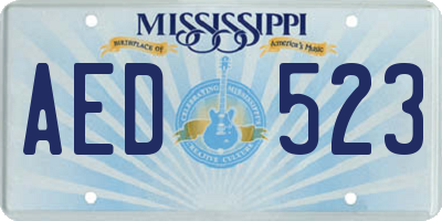 MS license plate AED523