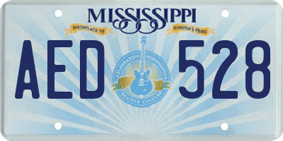 MS license plate AED528