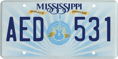 MS license plate AED531