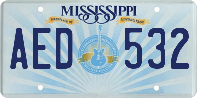 MS license plate AED532