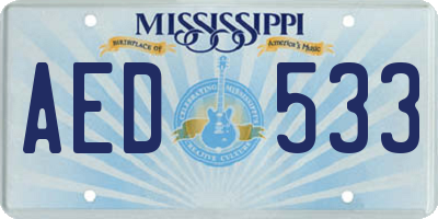 MS license plate AED533