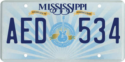 MS license plate AED534