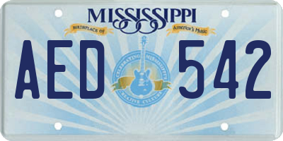 MS license plate AED542