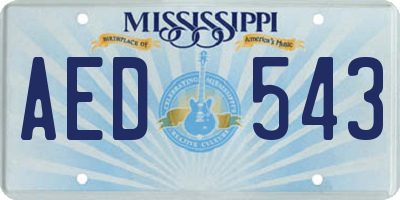 MS license plate AED543