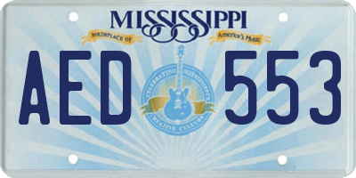 MS license plate AED553