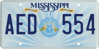 MS license plate AED554