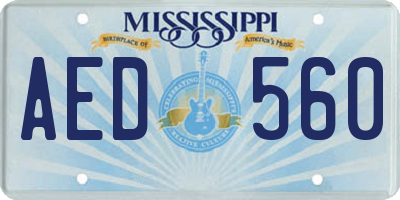 MS license plate AED560