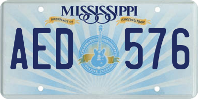 MS license plate AED576