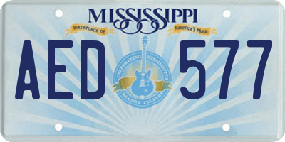 MS license plate AED577