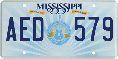 MS license plate AED579