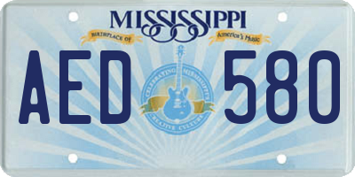 MS license plate AED580