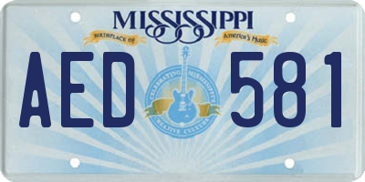 MS license plate AED581