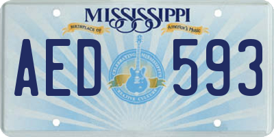 MS license plate AED593