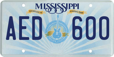 MS license plate AED600