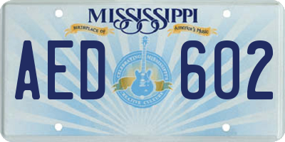 MS license plate AED602