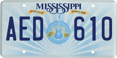 MS license plate AED610