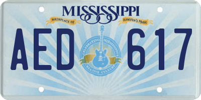 MS license plate AED617