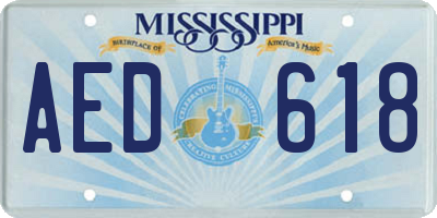 MS license plate AED618