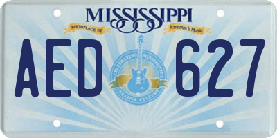 MS license plate AED627